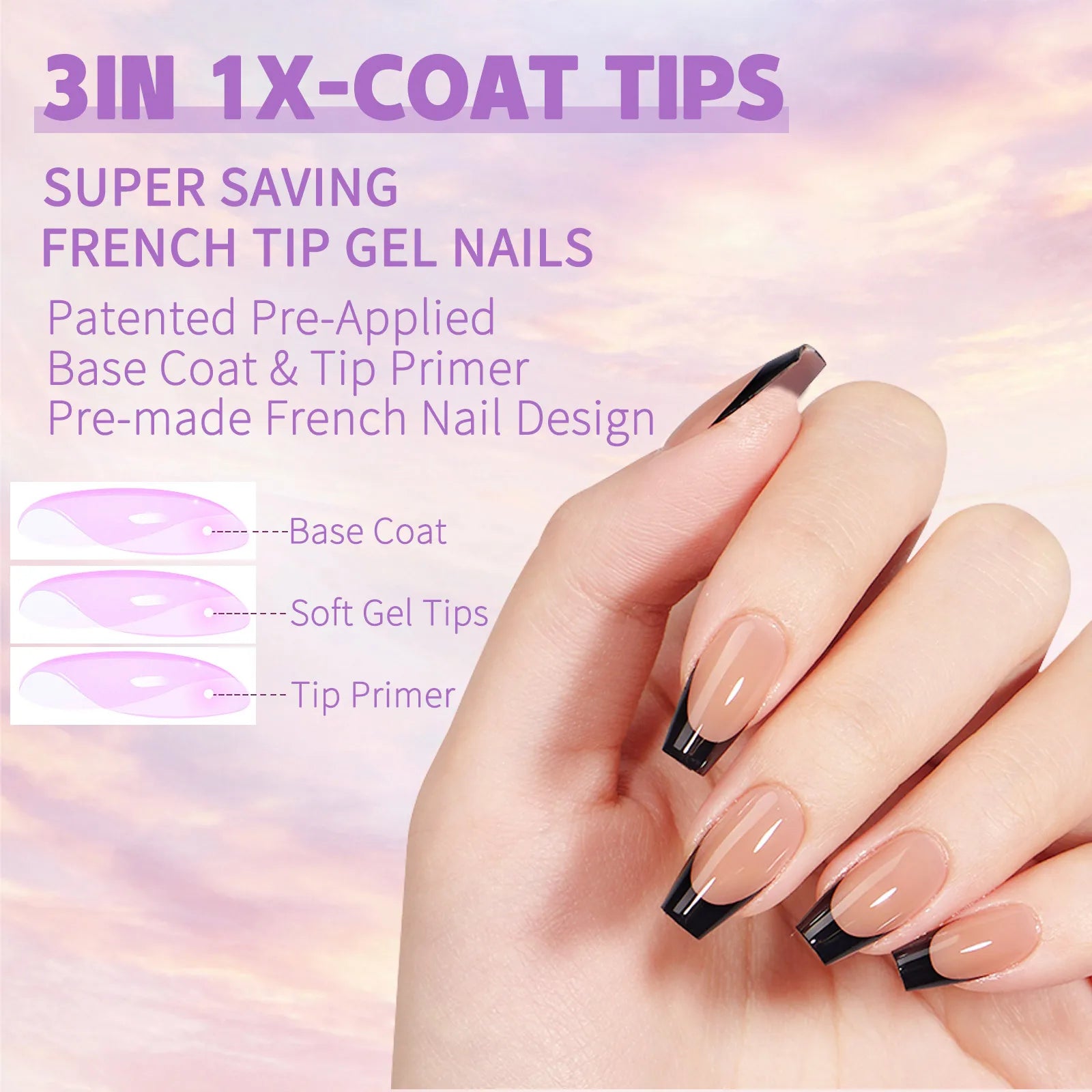 150Pcs French Press On Nails Kit - Reusable Acrylic False Nail Tips