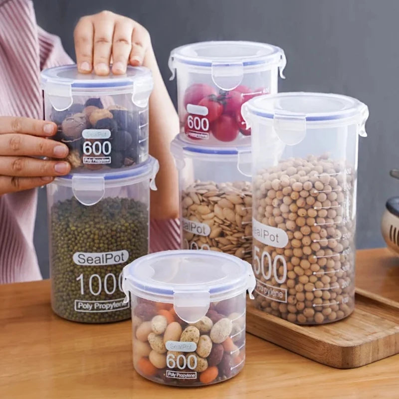 Airtight Food Storage Containers - Clear Kitchen Pantry Organization Jars with Measurement Scale
