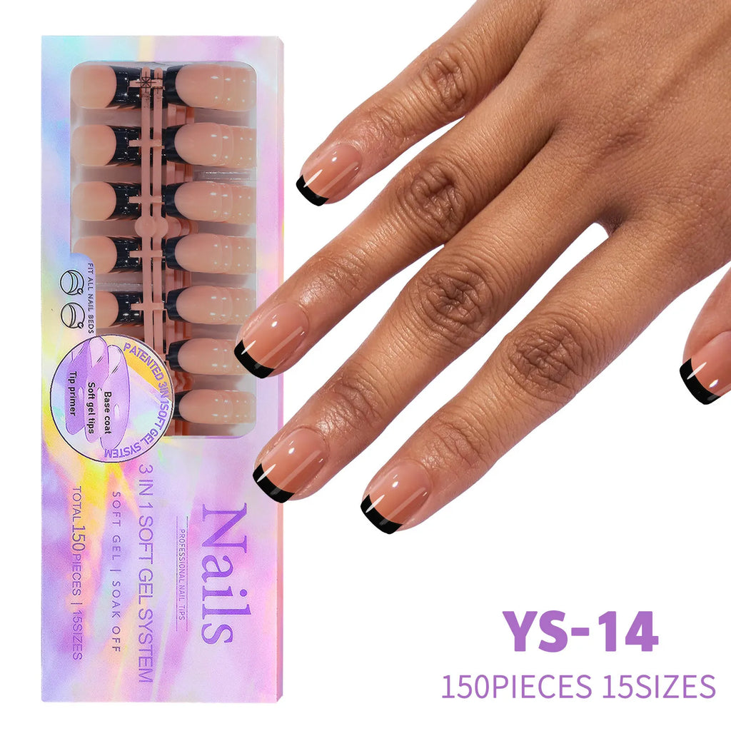 150Pcs French Press On Nails Kit - Reusable Acrylic False Nail Tips