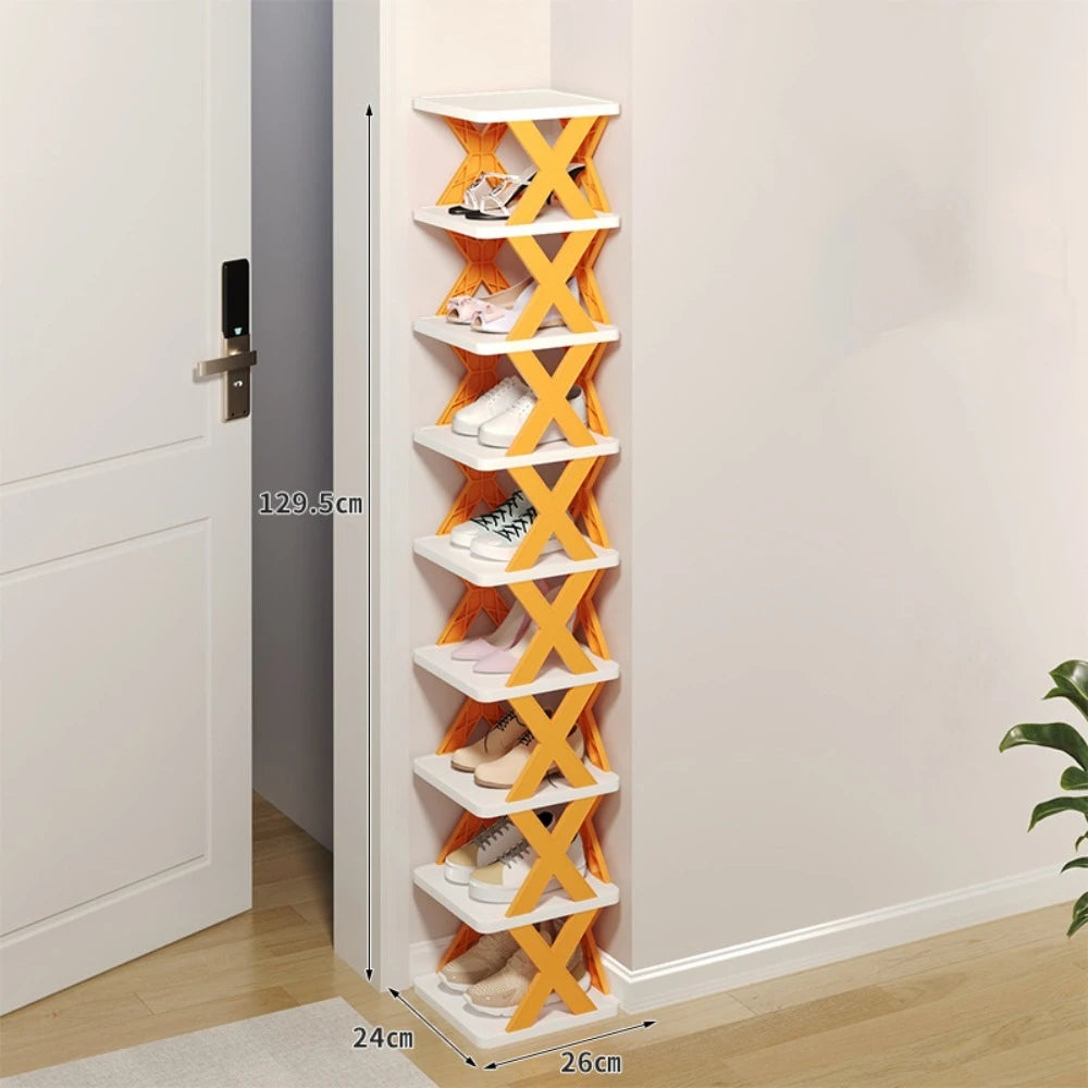 Modular X-Shaped Space-Saving Shoe Organizer & Folding Storage Rack