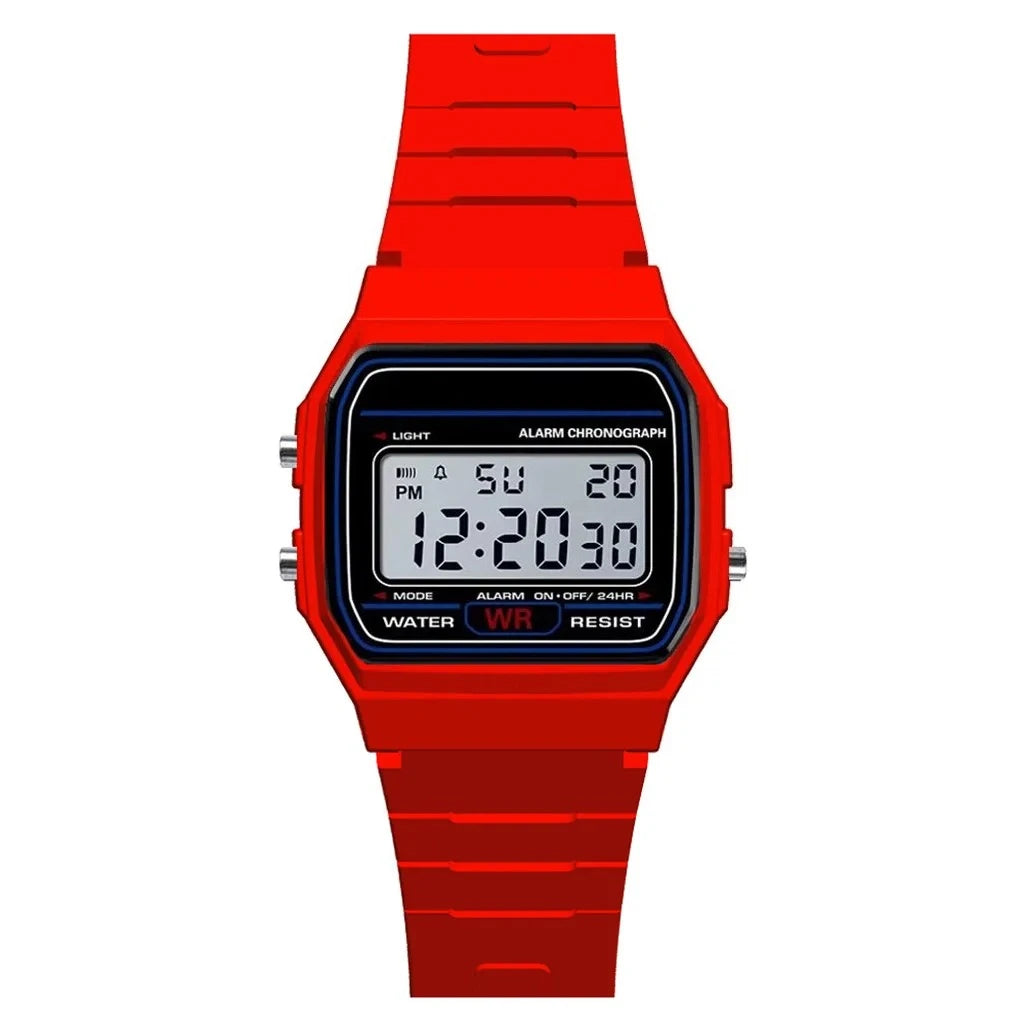 Retro Digital Sport Watch – Unisex LED Slim Wristwatch with Alarm & Date