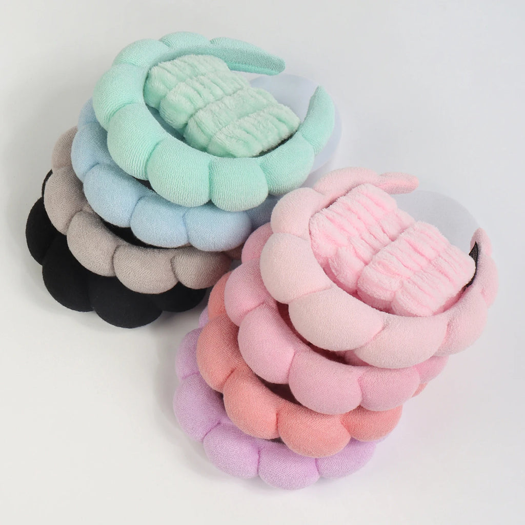 Spa Headband and Wristband Set for Face Washing