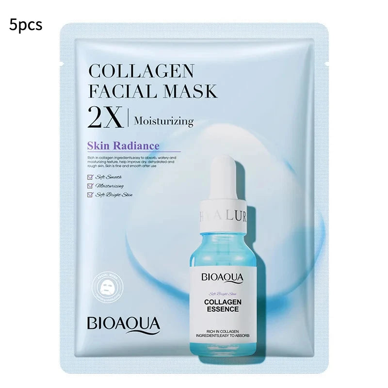 Hydrating & Rejuvenating Facial Sheet Mask Set (20 Pcs) – Vitamin C, Collagen, Hyaluronic Acid & Centella
