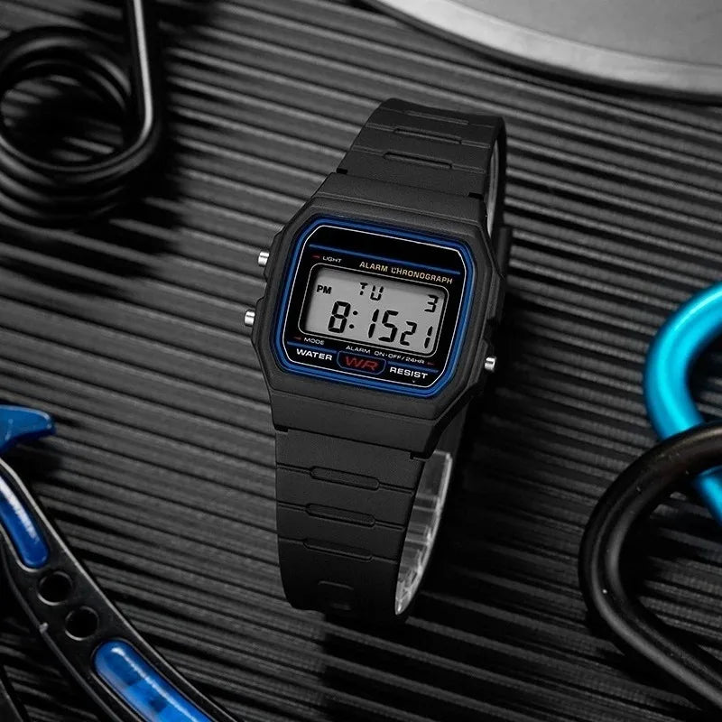 Retro Digital Sport Watch – Unisex LED Slim Wristwatch with Alarm & Date