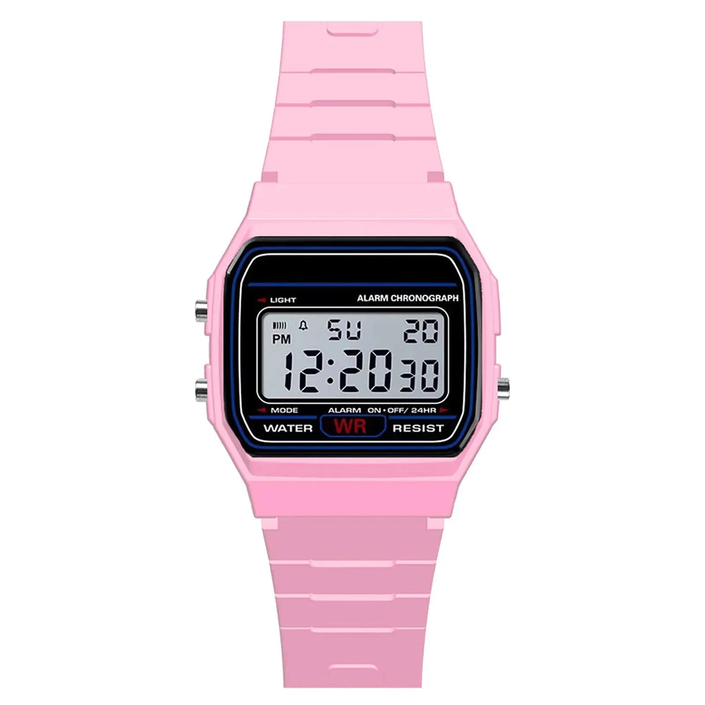Retro Digital Sport Watch – Unisex LED Slim Wristwatch with Alarm & Date