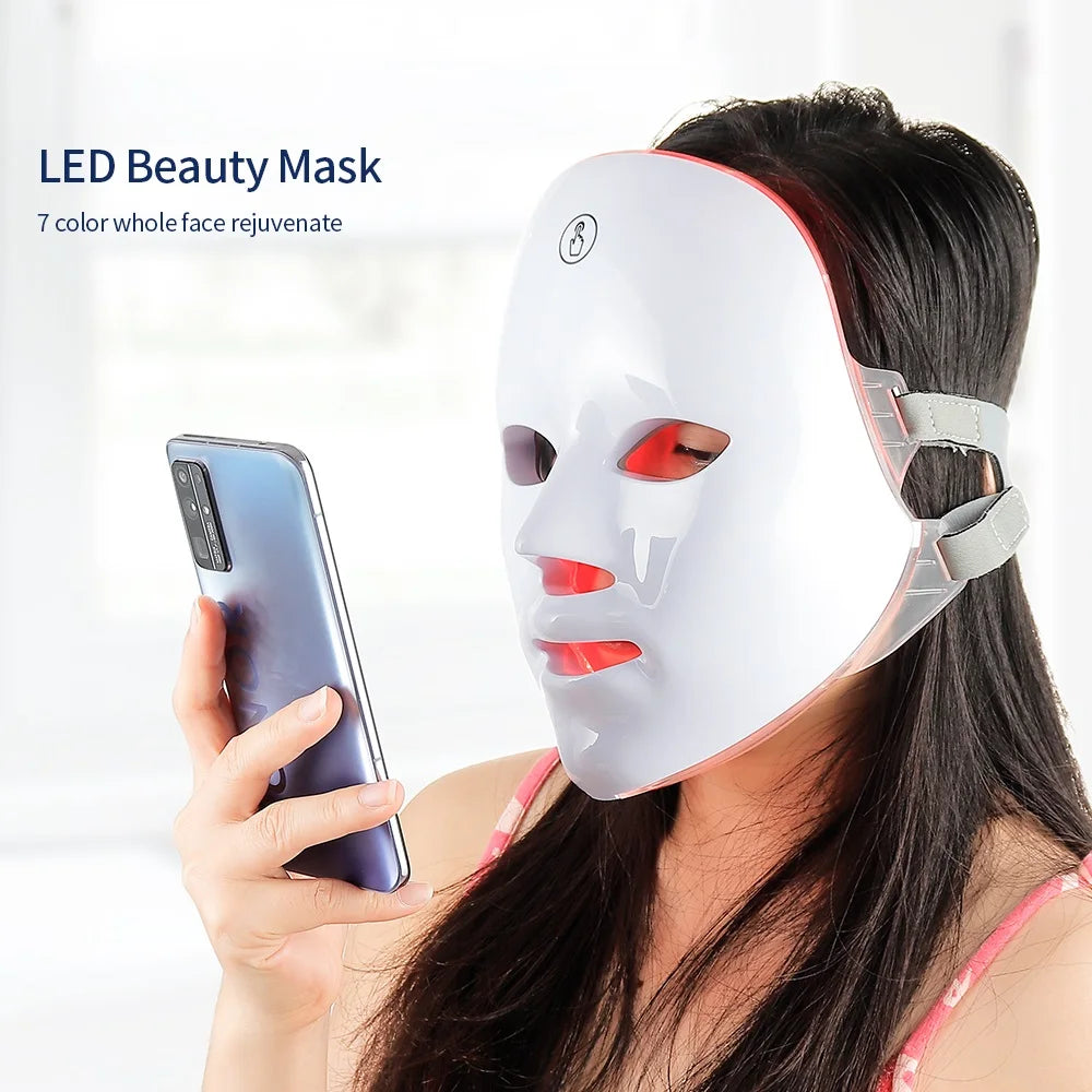 Máscara Facial LED de Fototerapia 7 Colores e Infrarrojo