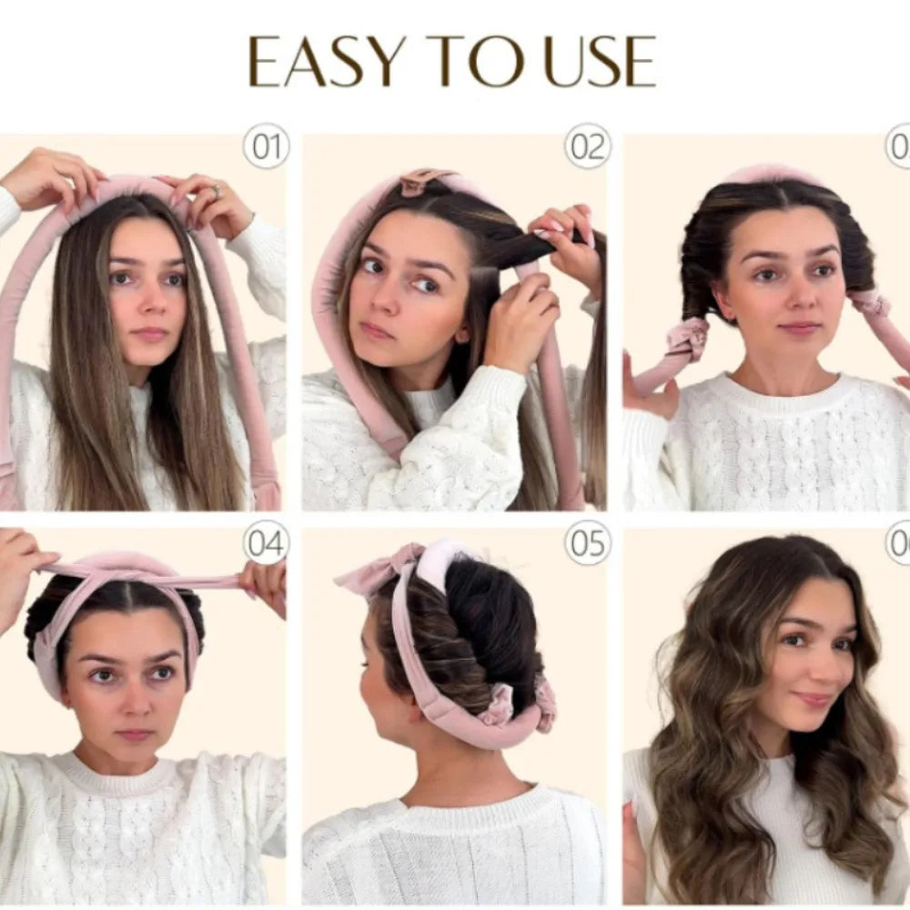 Heatless Hair Curling Rod Headband - Soft Overnight Satin Hair Curlers & Styling Set