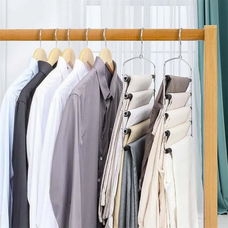 5-in-1 Stainless Steel Pants Hanger - Multi-Layer Space Saving Closet Organizer