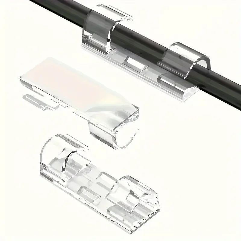 Clear Cable Clips — Adhesive Cord Organizers for Desk & Wall