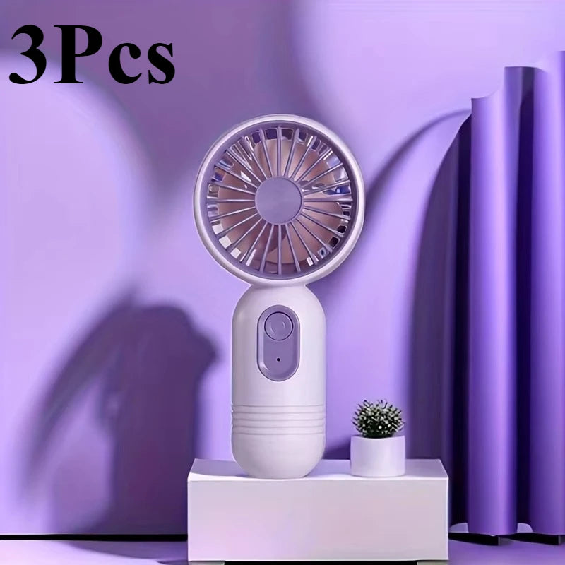 Ultra-Portable USB Mini Handheld Fan (Pack of 3) – 3-Speed Rechargeable Pocket Cooling Fan