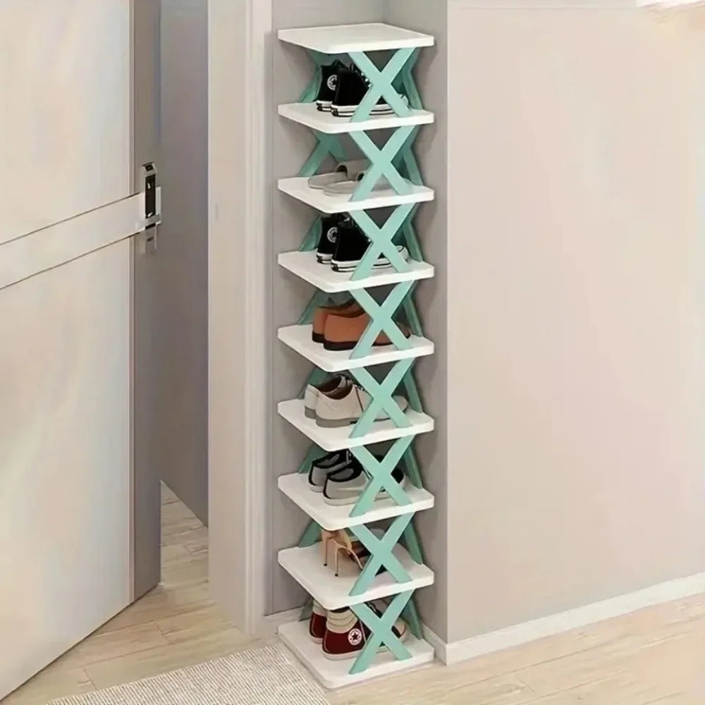 Modular X-Shaped Space-Saving Shoe Organizer & Folding Storage Rack