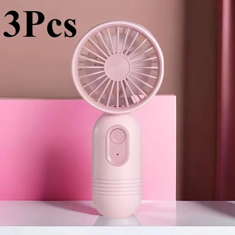 Ultra-Portable USB Mini Handheld Fan (Pack of 3) – 3-Speed Rechargeable Pocket Cooling Fan