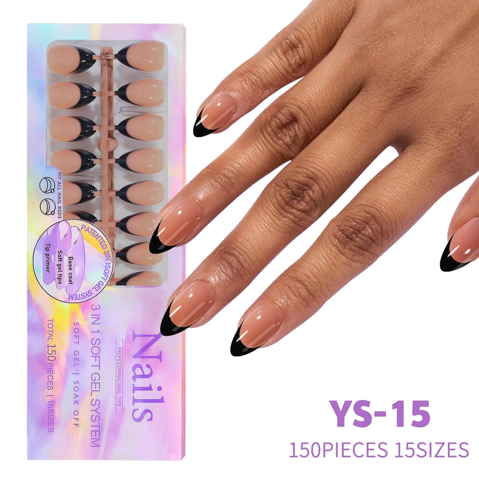 150Pcs French Press On Nails Kit - Reusable Acrylic False Nail Tips