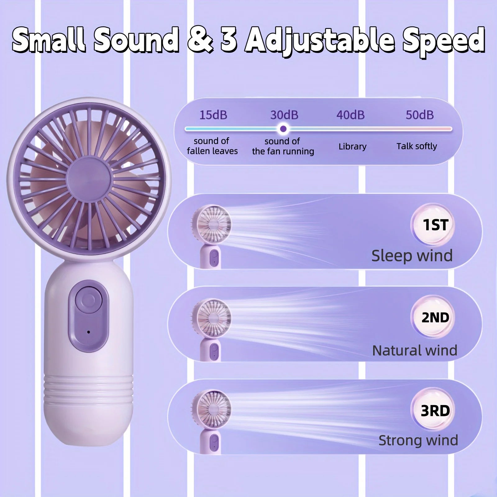 Ultra-Portable USB Mini Handheld Fan (Pack of 3) – 3-Speed Rechargeable Pocket Cooling Fan