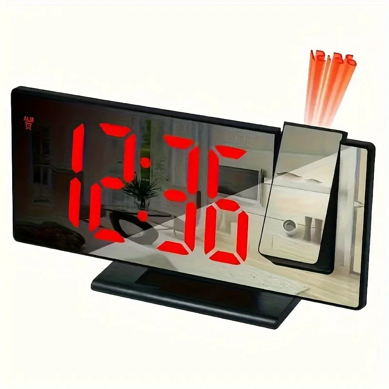 Multifunctional LED Digital Alarm Clock with 180° Ceiling Projection & Mirror Display