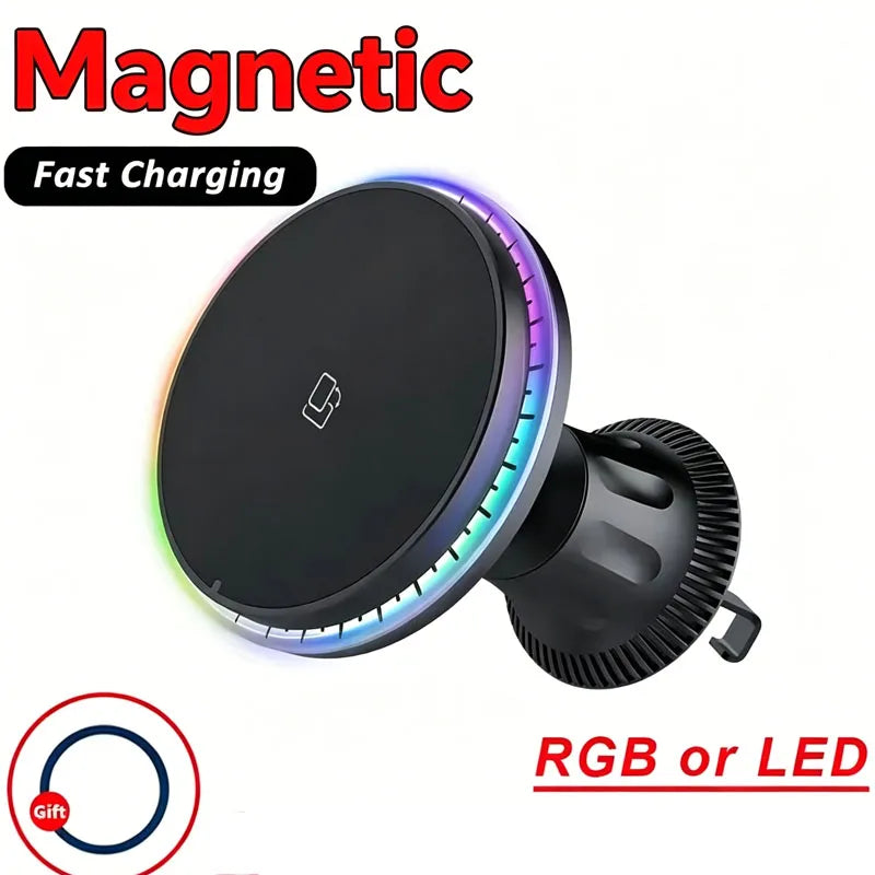 Magnetic Wireless Car Charger Mount with Ambient RGB Light