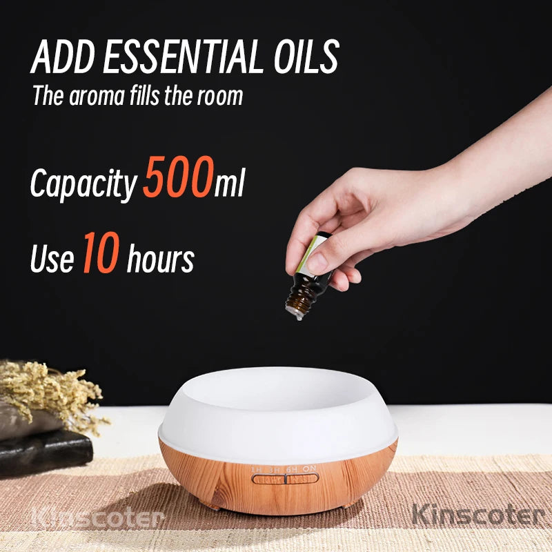 Wood Grain Aromatherapy Diffuser — Remote Control, 7-Color Light