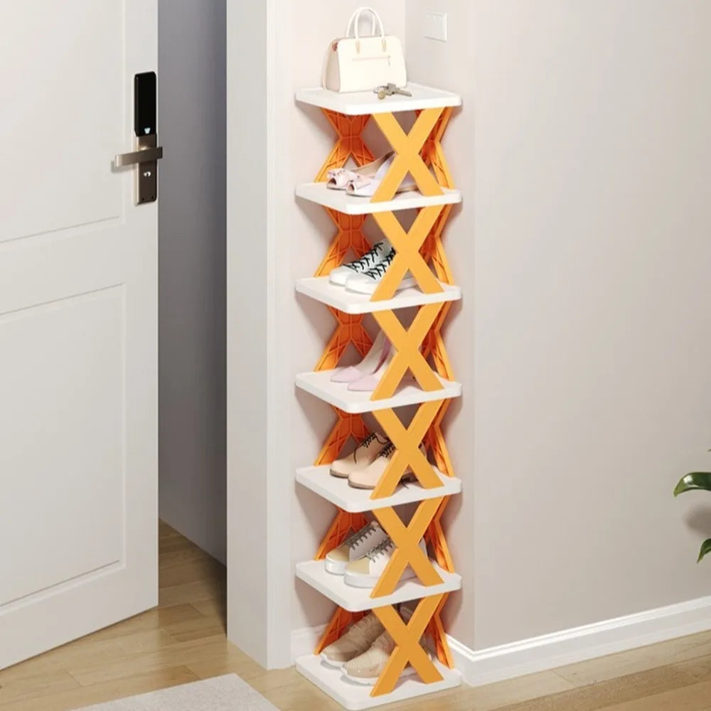 Modular X-Shaped Space-Saving Shoe Organizer & Folding Storage Rack